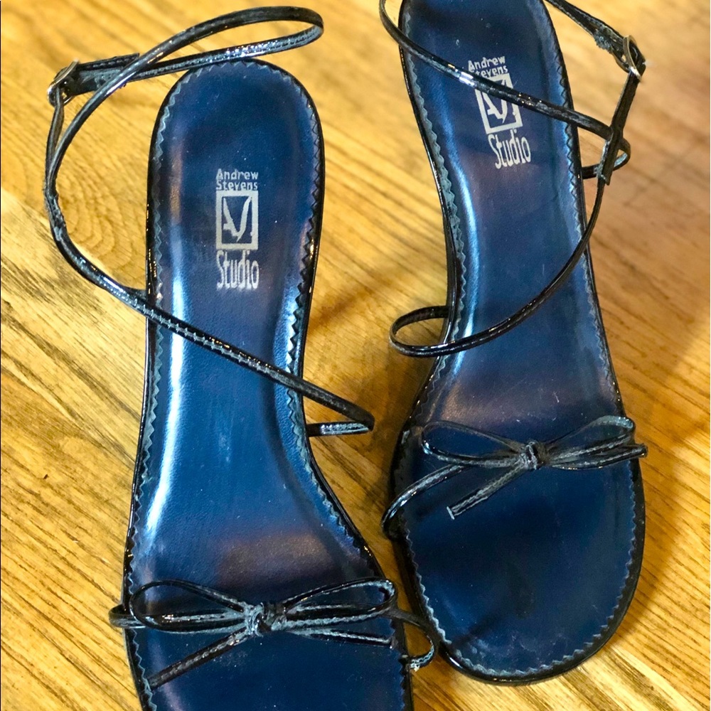Black Patent Ankle Strap Stiletto-Size 8.5